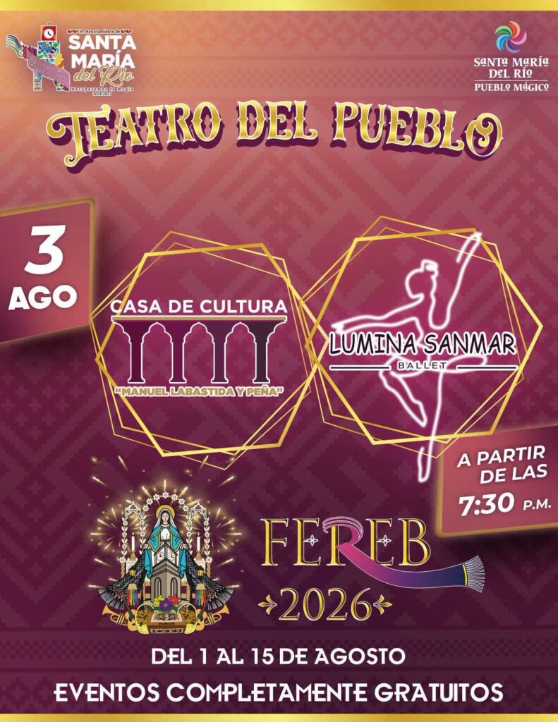 Santa María del Río invita a disfrutar del talento local en el Teatro del Pueblo este 3 de agosto